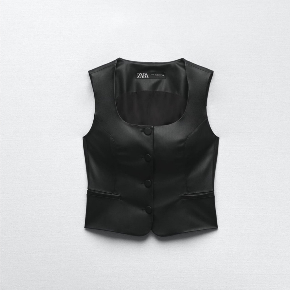 Zara Black Faux Leather Vest